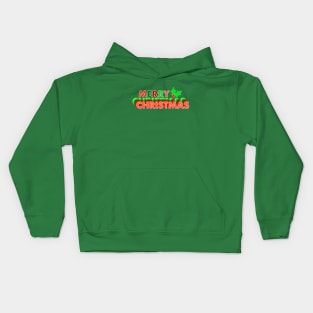 Merry Christmas Holly Word Art Kids Hoodie